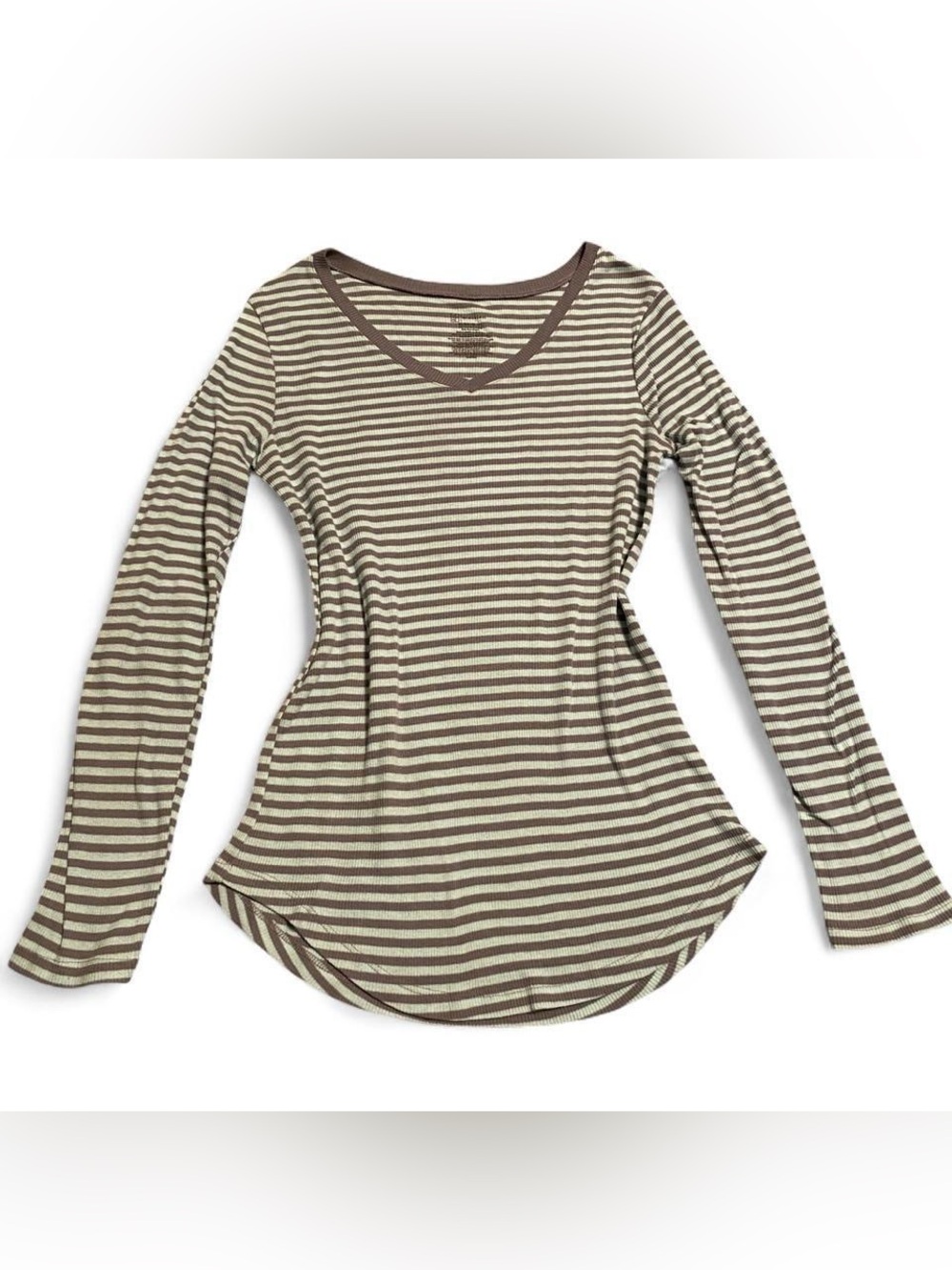 No Boundaries Striped Long-Sleeve V-Neck Top